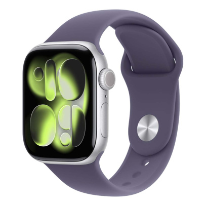 Apple Watch Series 11, 46 мм корпус из алюминия цвета «Silver», ремешок Sport Band размера S/M цвета «Purple Fog»