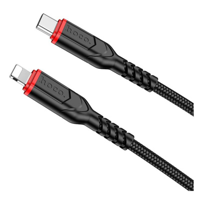 Кабель hoco. Type-C – Lighting Victory PD charging data cable iPhone, 3A, 20W, 1 м (X59) Черный
