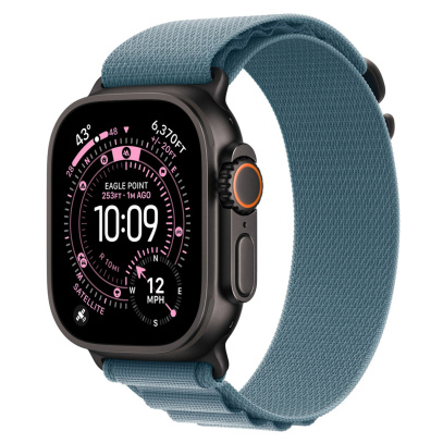 Apple Watch Ultra 3 (2025), 49 мм корпус из титана цвета «Black», ремешок Alpine Loop размера S цвета «Light Blue»