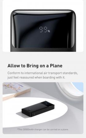 Внешний аккумулятор Baseus 30000mAh Bipow Digital Display PoВтer Bank 20Вт PPDML-N01 (PPBD30K) Чёрный