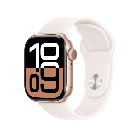 Apple Watch Series 10, 42 мм корпус из алюминия цвета «Rose Gold», ремешок Sport Band размера M/L цвета «Light Blush»