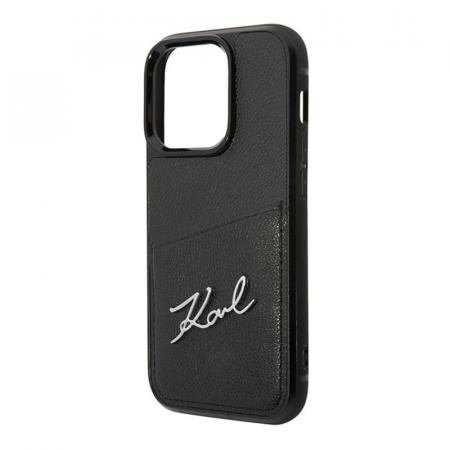 Чехол Karl Lagerfeld для iPhone 14 Pro Max PU with Cardslot Signature logo Hard (KLHCP14XCSSK) Черный