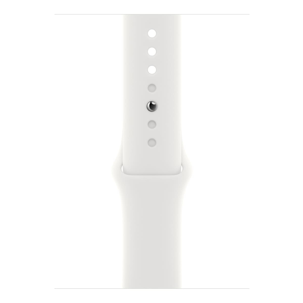Apple Watch SE (2022), 44 мм корпус из алюминия цвета «Silver», ремешок Sport Band размера M/L цвета «White»