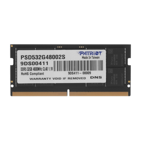 Оперативная память Patriot PSD532G48002S DDR5 32GB 4800MHz CL40 SO DIMM 1x32 Dual Rank