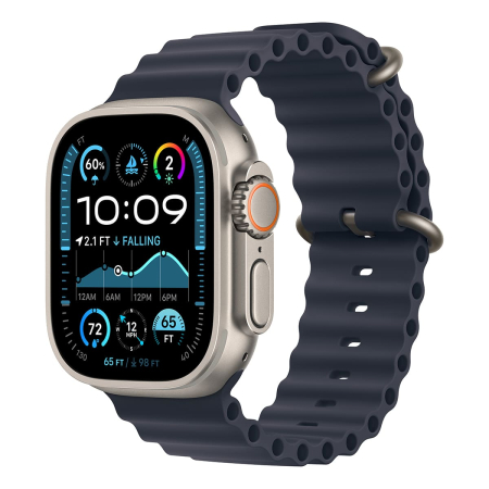 Apple Watch Ultra 2 (2024), 49 мм корпус из титана цвета «Natural», ремешок Ocean Band цвета «Navy»