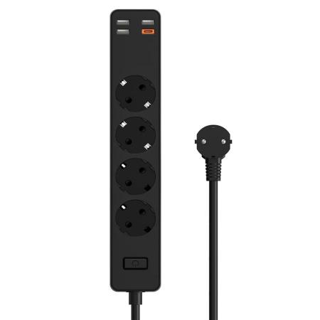 Сетевой фильтр WiWU Smart Power Strip EU Plug 20W 4*AC+3*USB 3.0+ 1*USB-C (U01 EU) Черный