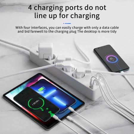 Сетевой фильтр WiWU Smart Power Strip EU Plug 20W 4*AC+3*USB 3.0+ 1*USB-C (U01 EU) Черный