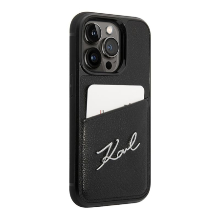 Чехол Karl Lagerfeld для iPhone 14 Pro Max PU with Cardslot Signature logo Hard (KLHCP14XCSSK) Черный